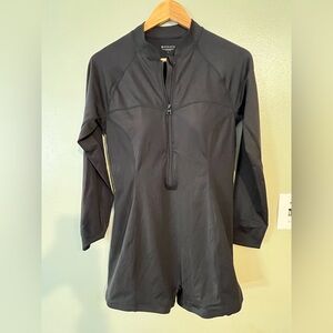 Athleta Black Long Sleeves Zip Up Inbuilt Bra Swim Surf Romper L